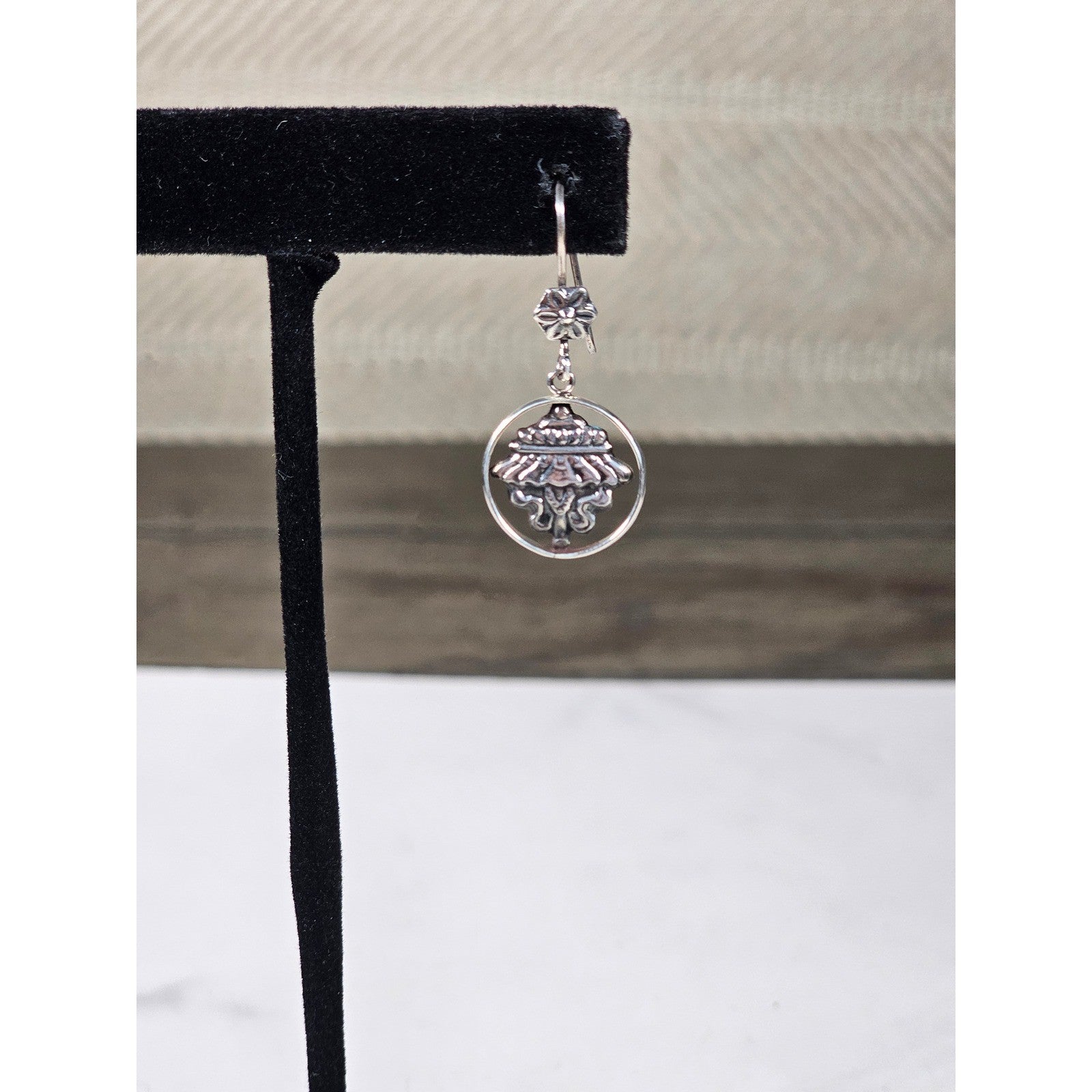 Vintage Sterling Silver Drop Earrings Ornate Dangle Design