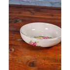 Vintage Floral Porcelain Dipping Bowl with Gold Rim – Small Trinket Dish