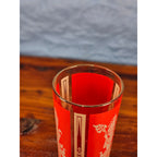 Vintage Culver Thai Goddess Highball Glass | Red & 22K Gold Barware