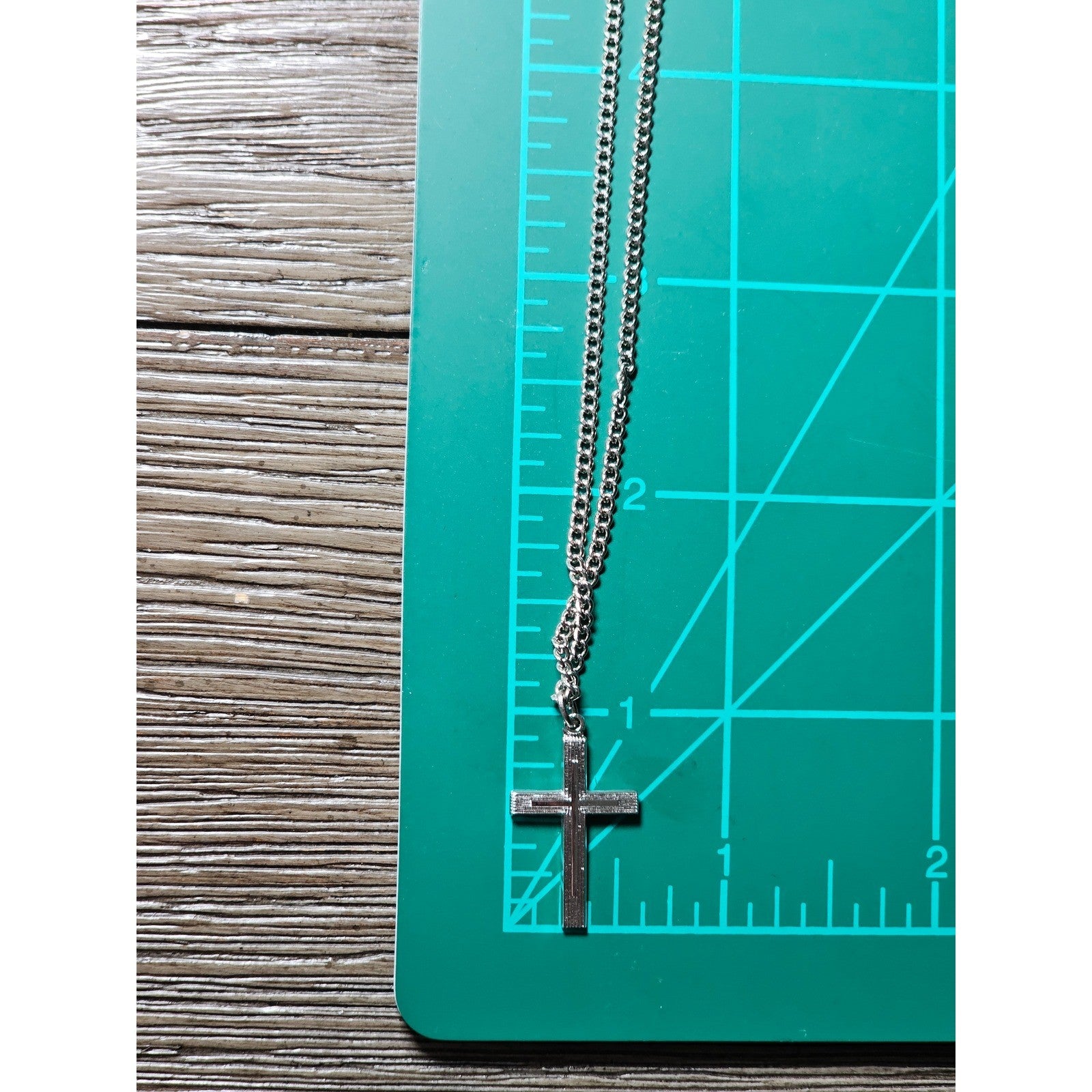 Vintage Silver Tone Cross Necklace with Chain Christian Jewelry