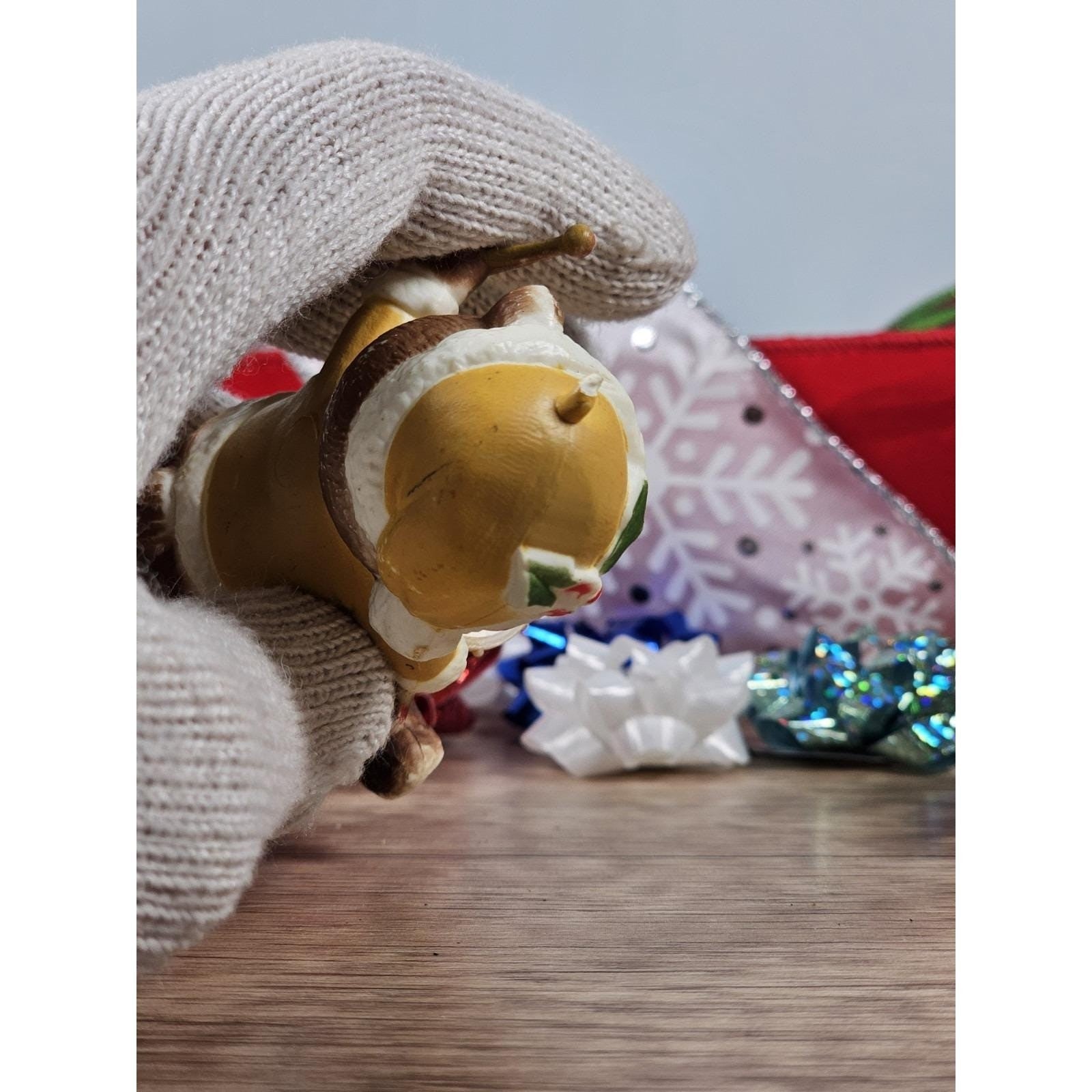 Vintage Teddy Bear Drum Ornament Hong Kong Yellow Coat