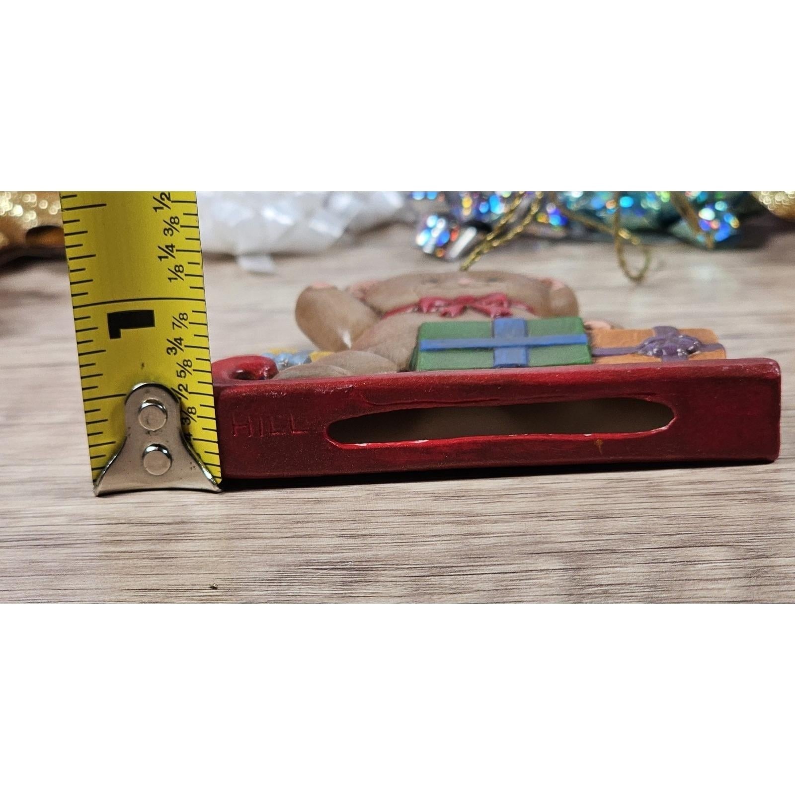 Vintage Teddy Bear Sleigh Ornament Ceramic 1990s Christmas Decor