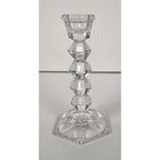 Vintage Faceted Crystal Candlestick Holder Hexagonal Base 5 Inch
