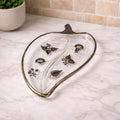 Georges Briard Leaf Dish Divided Glass Tray Mid Century Serving