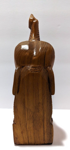 Vintage Hand Carved Teak Wood Elephant Bookend — Rustic Single Teak Elephant