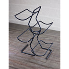 Modern Black Metal Wine Bottle Holder Tabletop Rack Holds 4 Bottles