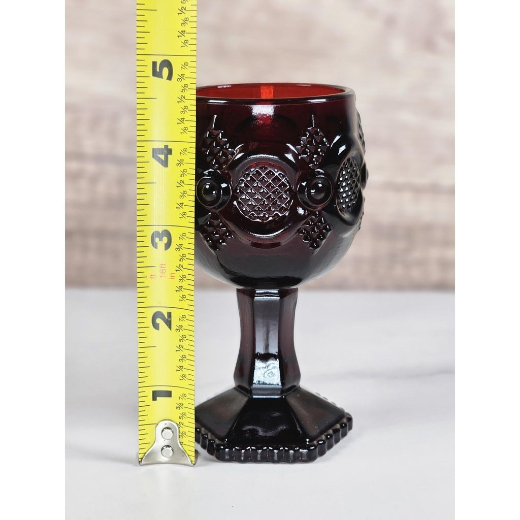 Vintage Avon Cape Cod Ruby Red Wine Goblet Victorian Pressed Glass