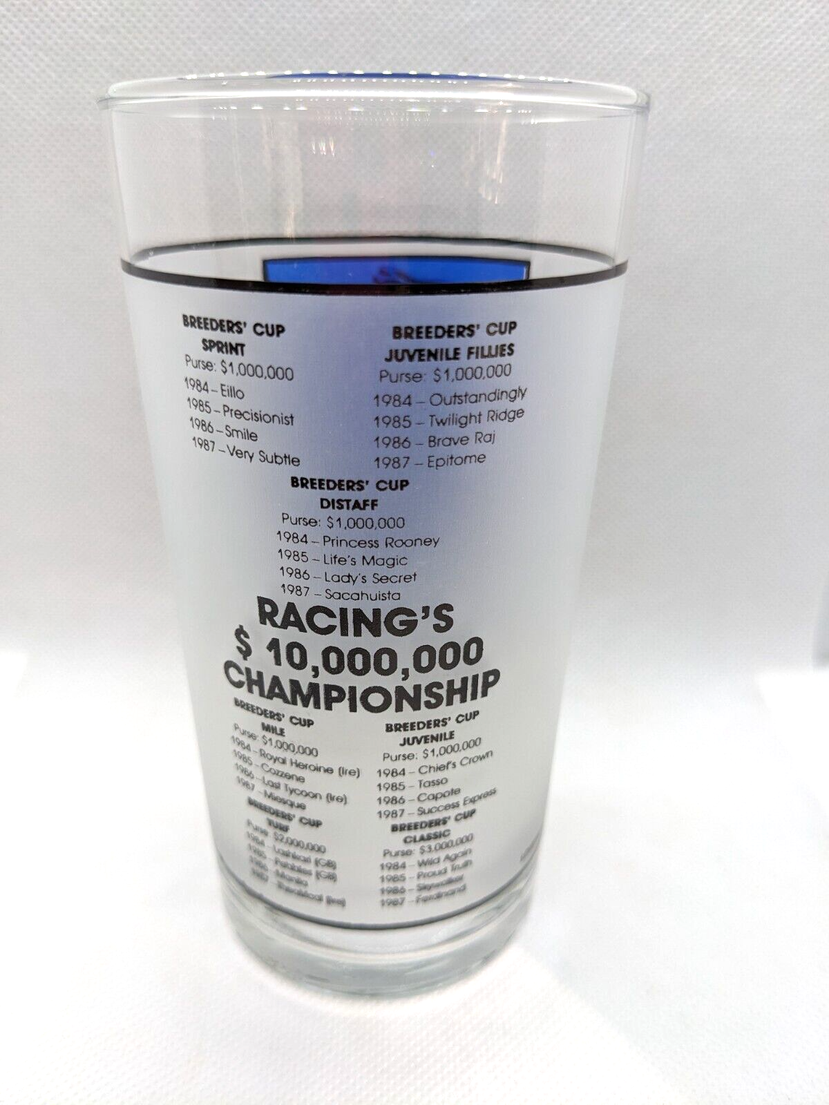 Vintage Breeders’ Cup 1988 at Churchill Downs Racing Glass by Libbey