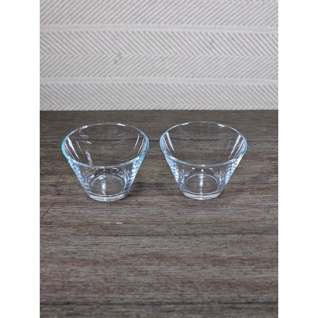 Set of 2 Clear Glass Dessert Bowls | Small Vintage Style Serving Cups 3x4