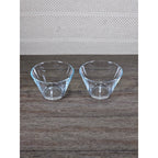 Set of 2 Clear Glass Dessert Bowls | Small Vintage Style Serving Cups 3x4