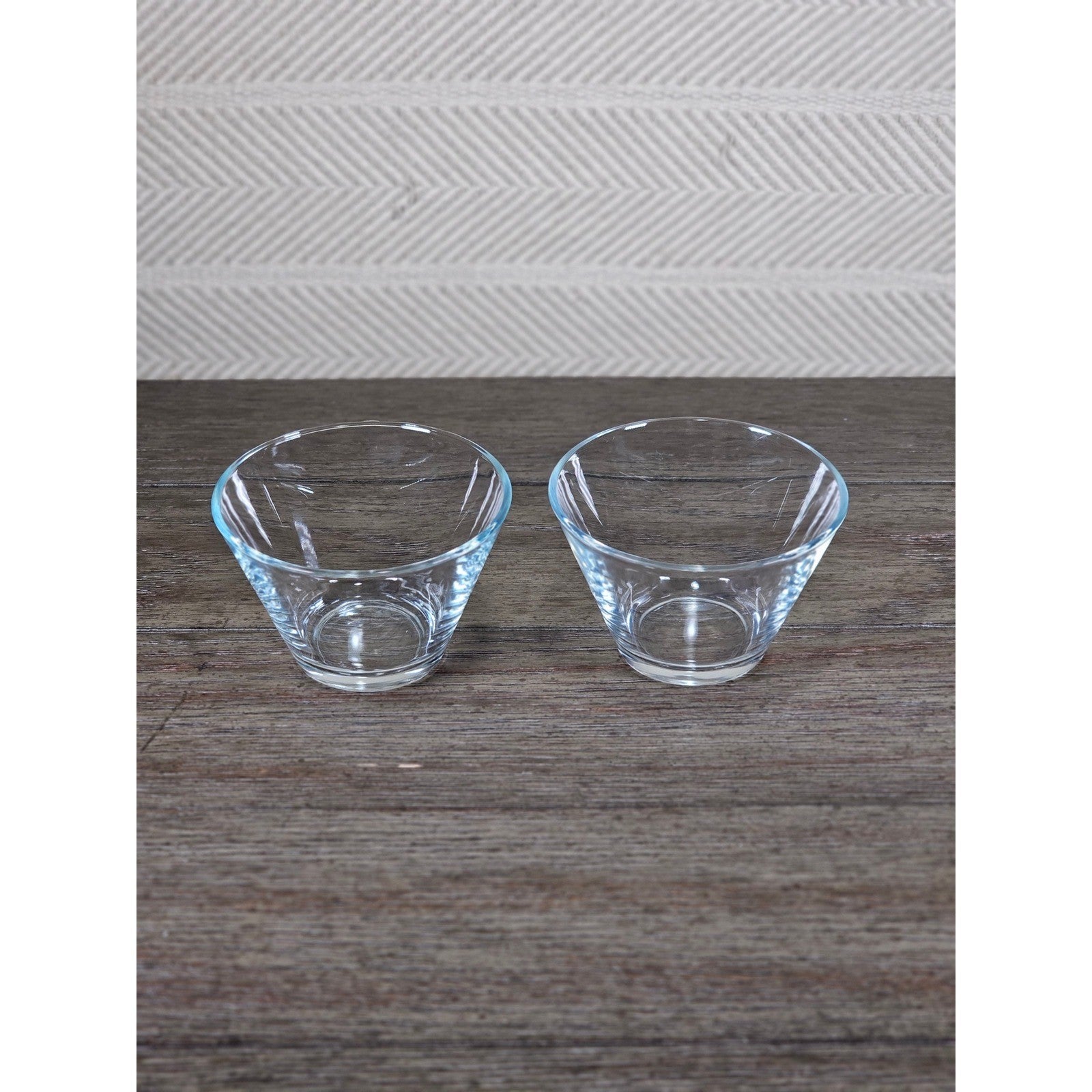 Set of 2 Clear Glass Dessert Bowls | Small Vintage Style Serving Cups 3x4
