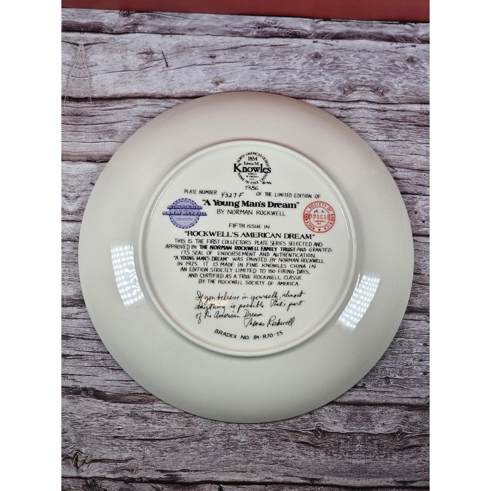 Vintage Norman Rockwell A Young Mans Dream Decorative Collector Plate