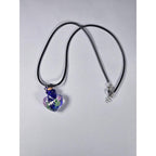 Vintage Glass Heart Vial Necklace Blue Hand Blown Art Glass Pendant