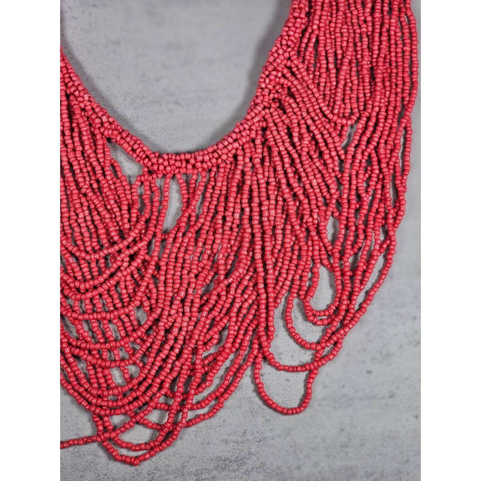 Vintage Multi-Strand Pink Seed Bead Statement Necklace