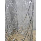 Vintage Diamond Cut Glass Vase 12" Tall Clear Cylinder Floral Vase