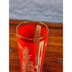 Vintage Culver Thai Goddess Highball Glass | Red & 22K Gold Barware