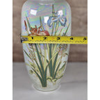 Vintage Japanese Iris Vase Hand Painted Floral Gold Trim