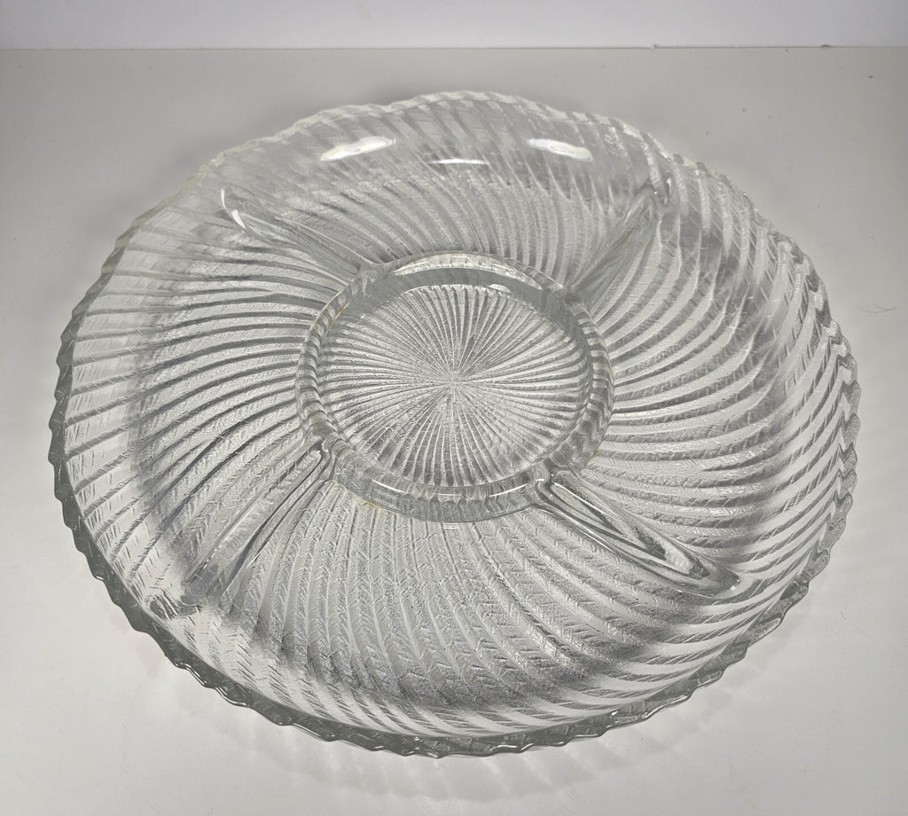Crystal Clear Studios 11 1/4" Ashford Platter – Swirl Pattern Clear Glass