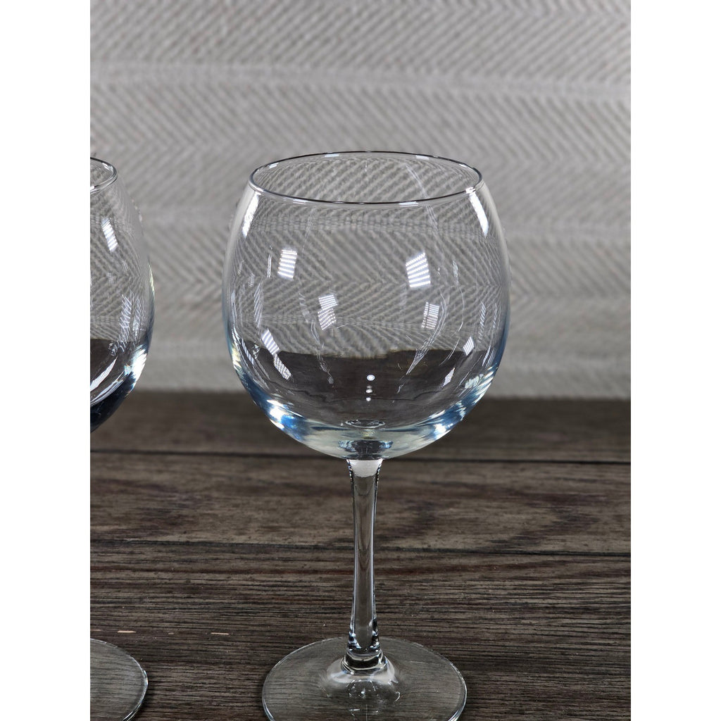 Vintage Clear Bowl Wine Glasses Set of 2 Stemware 8.5" Tall