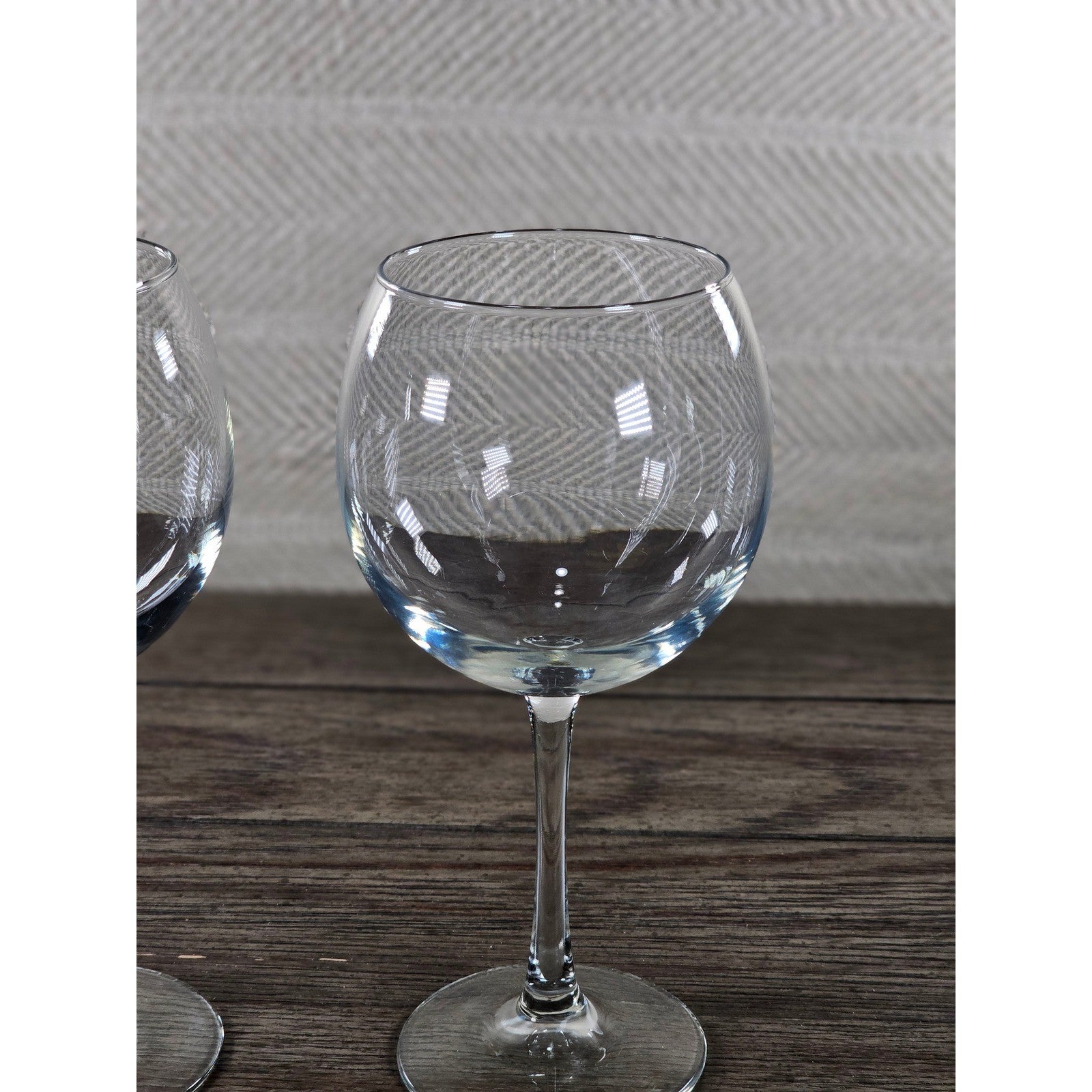 Vintage Clear Bowl Wine Glasses Set of 2 Stemware 8.5" Tall