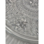 Vintage Pressed Glass Floral Cake Stand Round Serving Tray 13 Inch