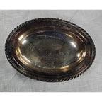 Vintage Silver Plated Oval Serving Dish Twisted Rope Edge 12x9