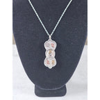 Vintage Mixed Metal Script Pendant Necklace Silver Tone Spiritual Charm