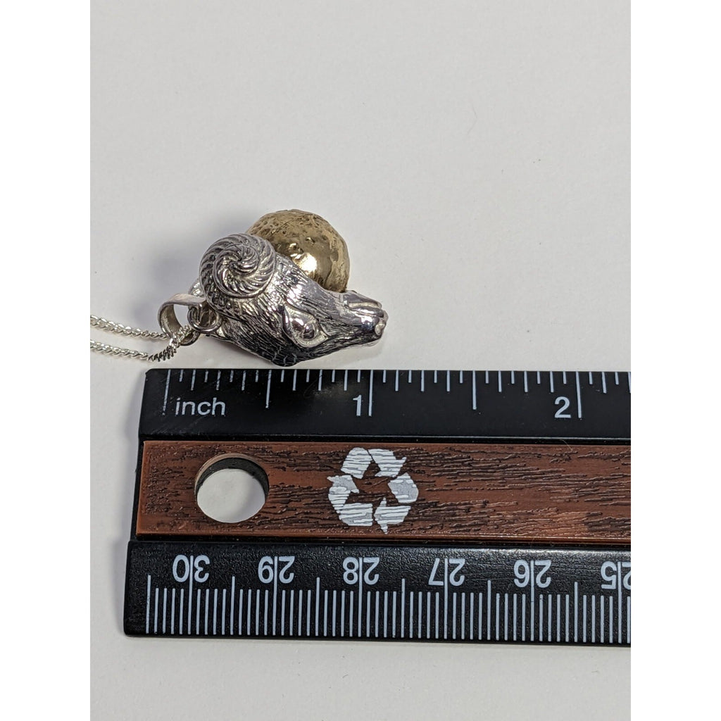 Sterling Silver Aries Zodiac Harmony Ball Pendant Necklace 18 Inch