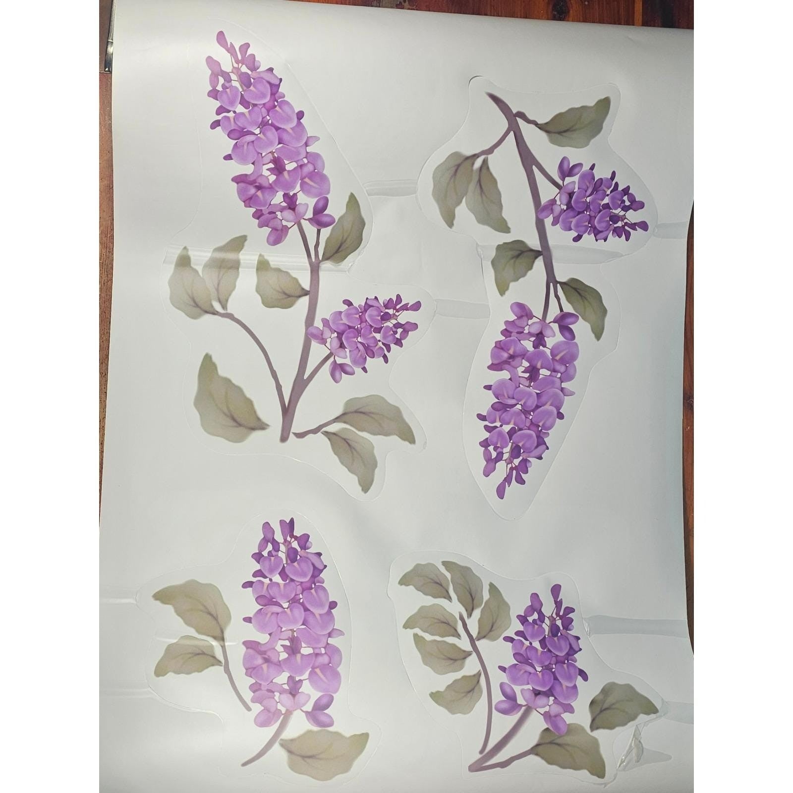 Purple Wisteria Wall Decals Floral Vine Stickers Botanical Wall Art Set