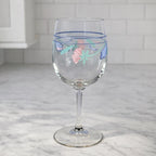 Lenox Floral Wine Goblet Poppy Blue Glass 10 oz Stemware