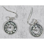 Vintage Clock Face Drop Earrings Silver Tone Dangle Jewelry