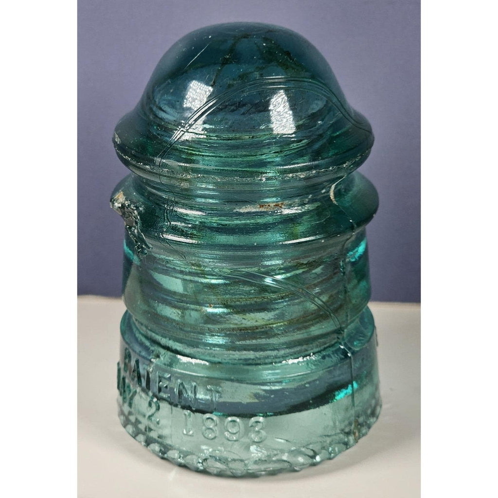 Vintage Hemingray No 12 Glass Insulator Aqua May 2 1893 Patent