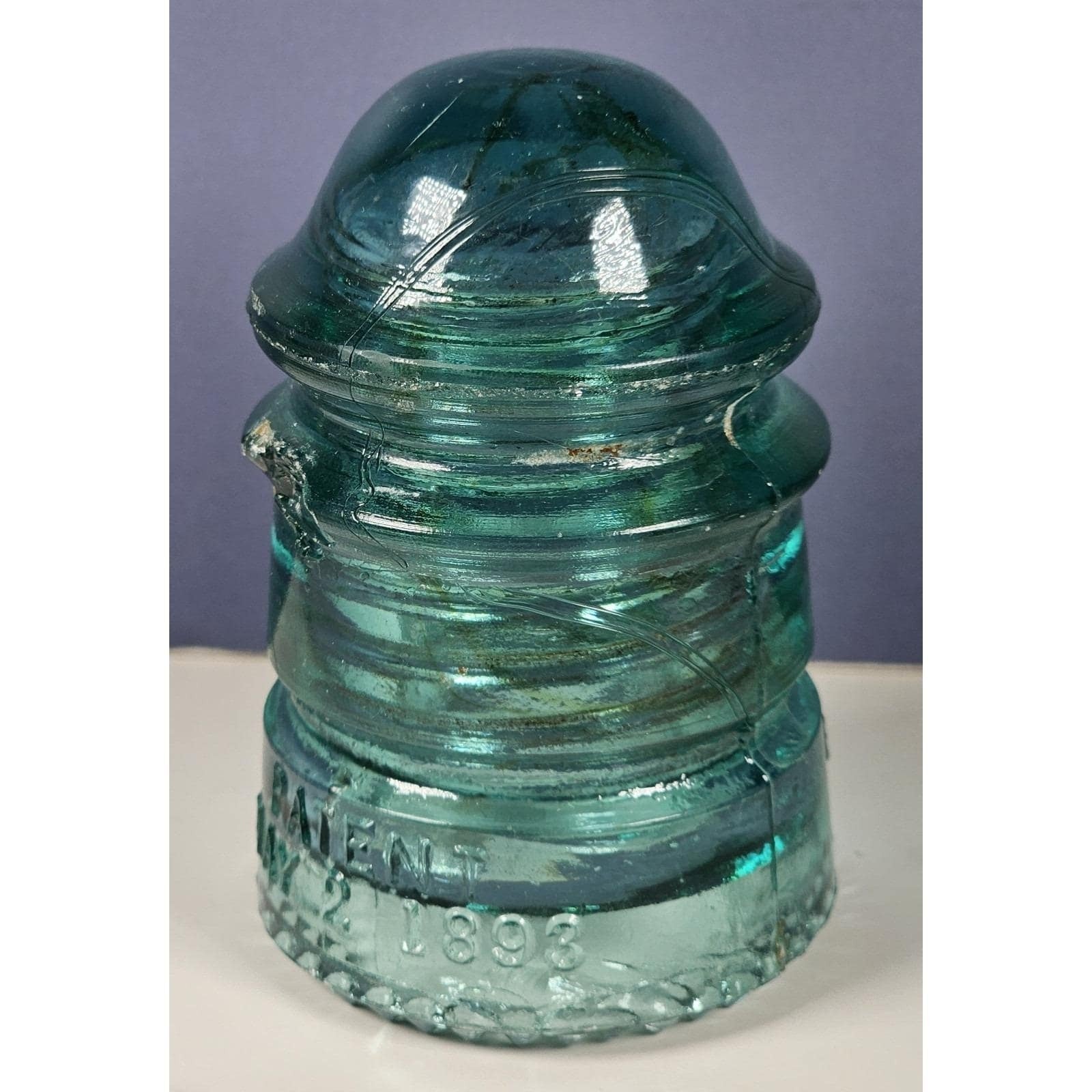 Vintage Hemingray No 12 Glass Insulator Aqua May 2 1893 Patent