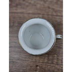 Vintage Porcelain Floral Mini Pitcher Yellow Flowers Gold Trim