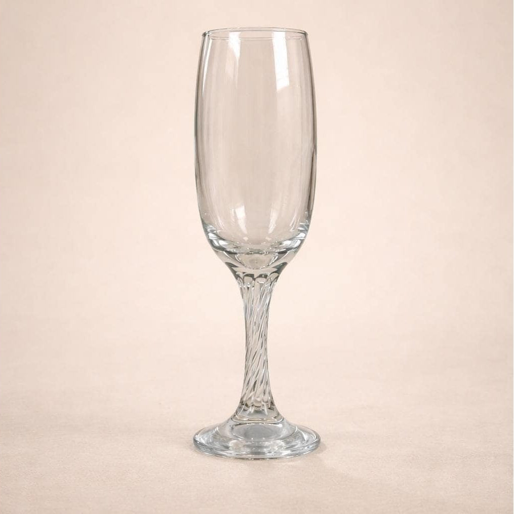 Vintage Champagne Flute Twisted Stem Clear Glass Fluted Bowl Barware