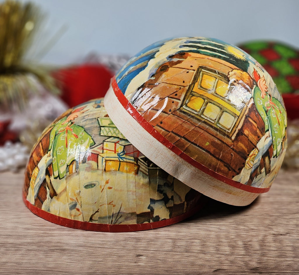 Vintage 1950s German Paper-Mâché Angel Tree Ball Candy Container Christmas