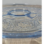 Vintage Anchor Hocking Blue Chip and Dip Plate Glass Serving Tray