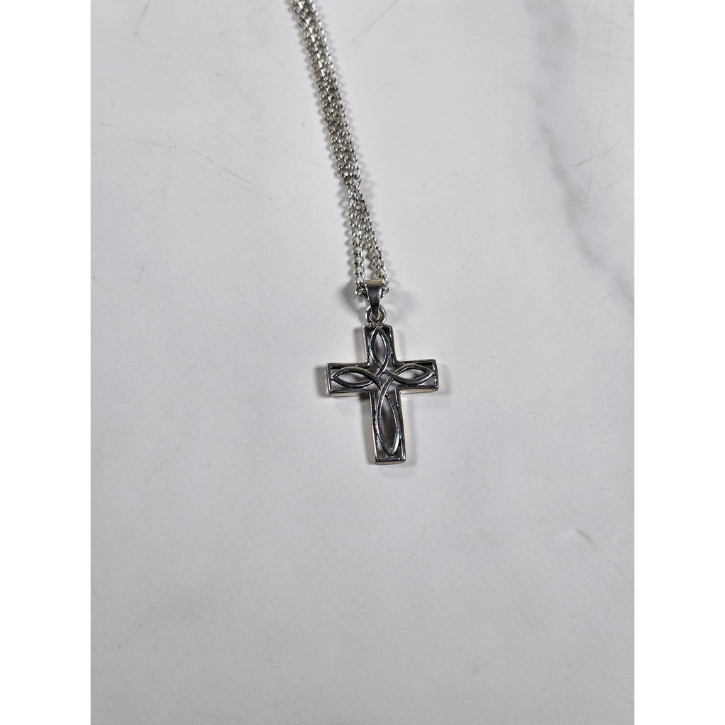 Vintage Silver Tone Celtic Cross Necklace Pendant