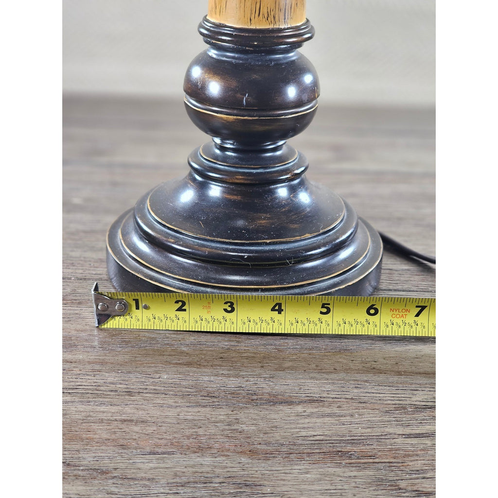 Vintage Wood Table Lamp 30" Tall Black Gold Distressed Base