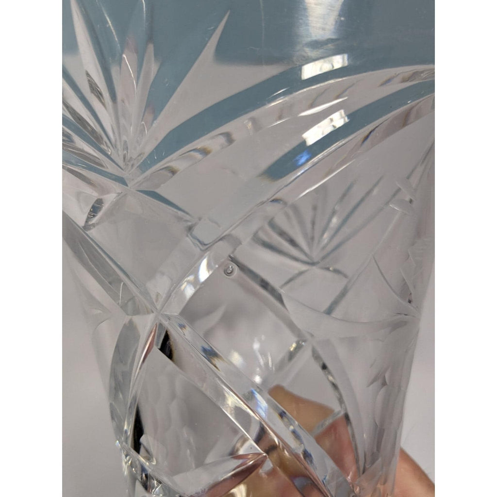 Vintage Cut Crystal Trumpet Vase Starburst Pedestal Vase 7.5 Inch