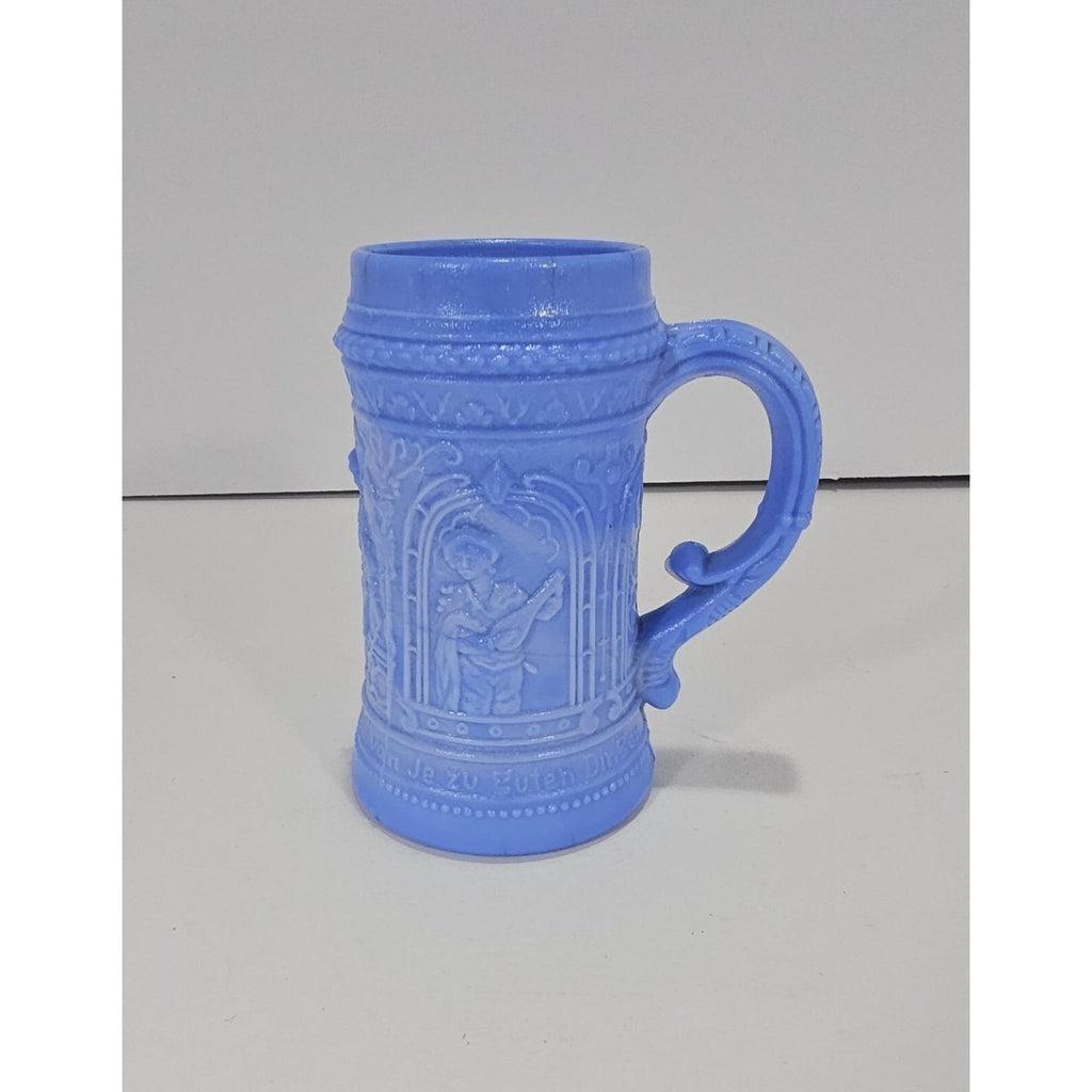 Westmoreland Blue Glass Stein Medieval Knight Relief Mug