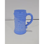 Westmoreland Blue Glass Stein Medieval Knight Relief Mug