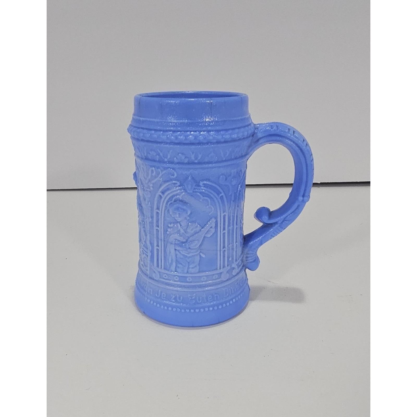Westmoreland Blue Glass Stein Medieval Knight Relief Mug