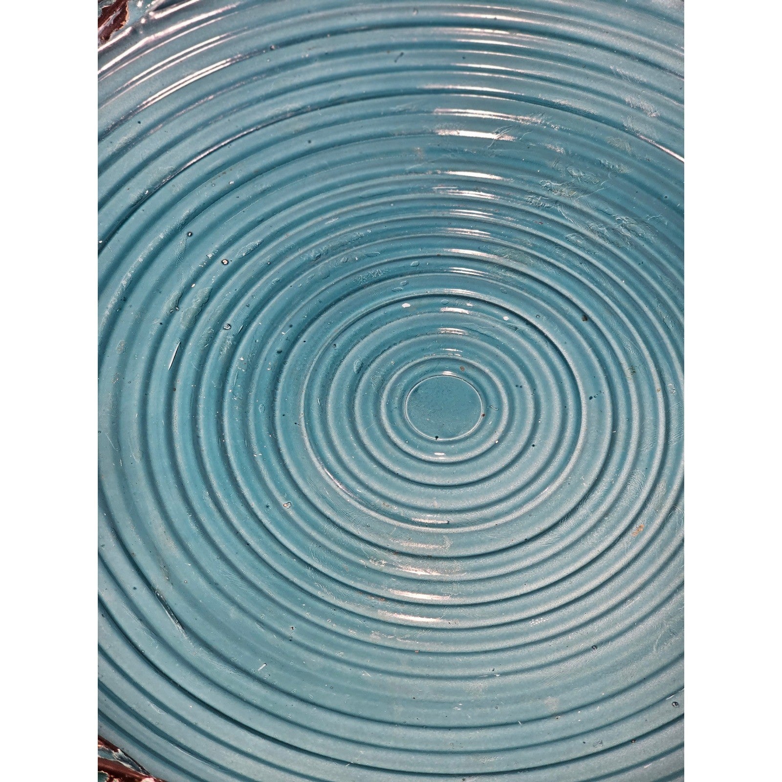 Vintage Teal Metal Tray with Handles | Distressed Round Serving Tray 16"