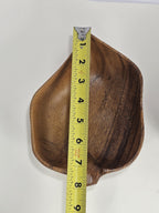 Genuine Vintage Two Monkey Pod Leaf Shaped with Handles Wooden Bowls Handcrafted