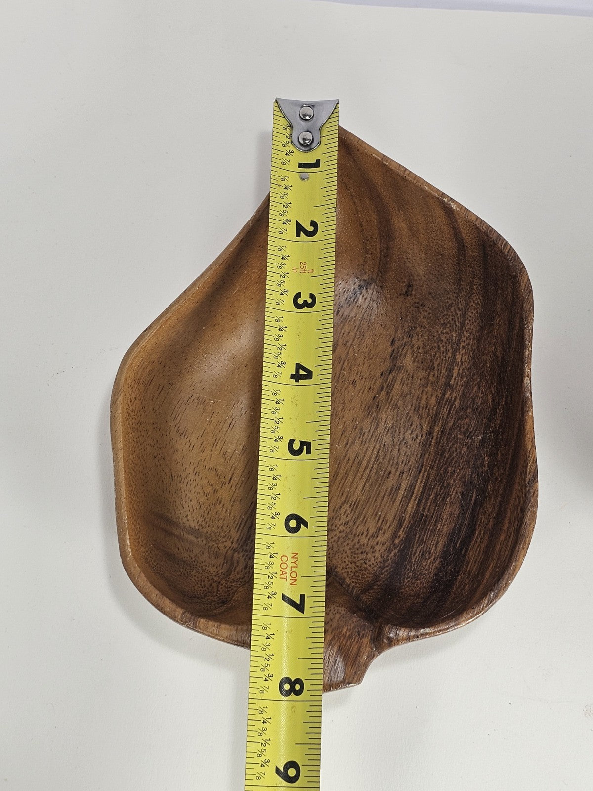 Genuine Vintage Two Monkey Pod Leaf Shaped with Handles Wooden Bowls Handcrafted