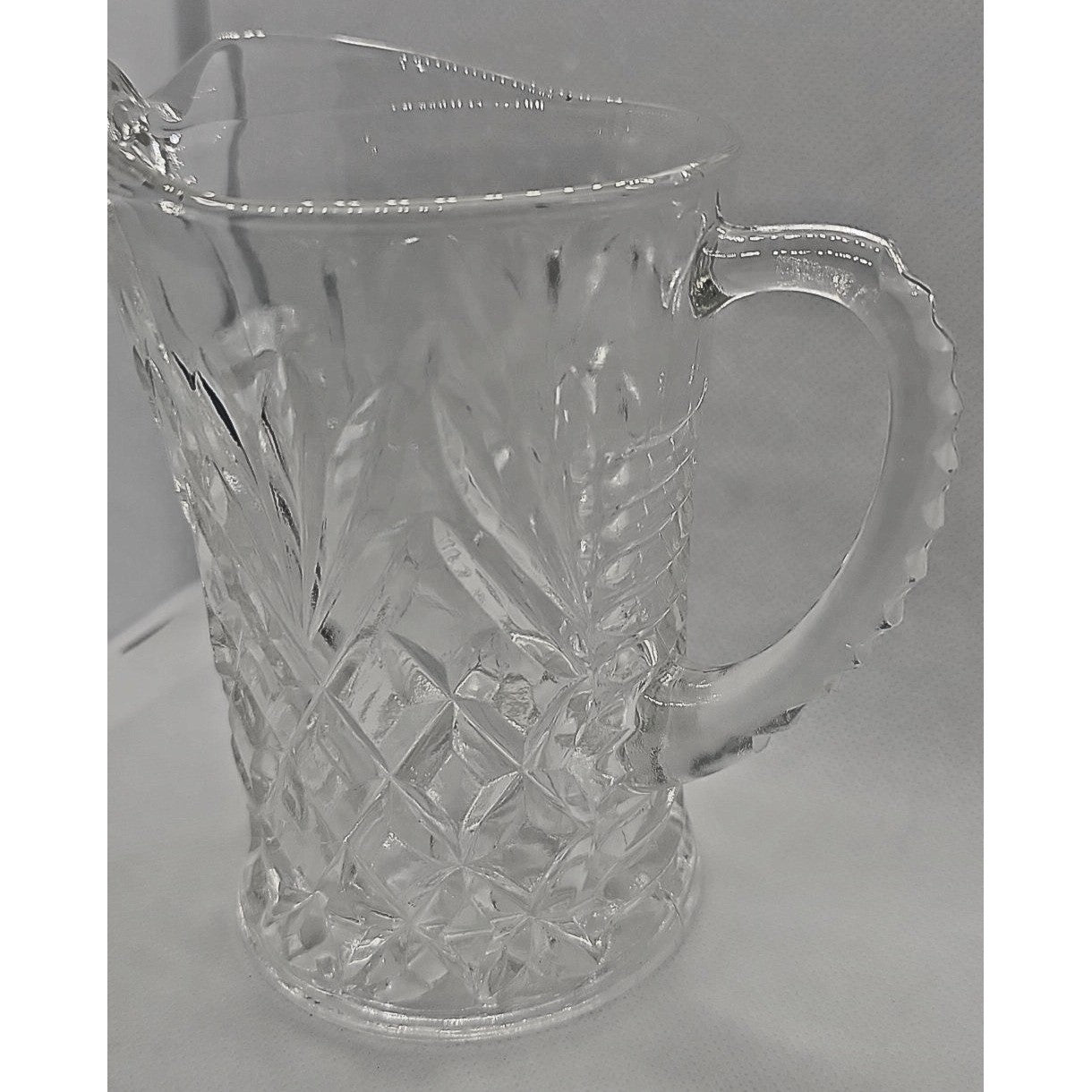 Vintage 5" Tall Anchor Hocking Pressed Pineapple Glass Creamer Pitcher 1960s
