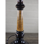 Vintage Wood Table Lamp 30" Tall Black Gold Distressed Base