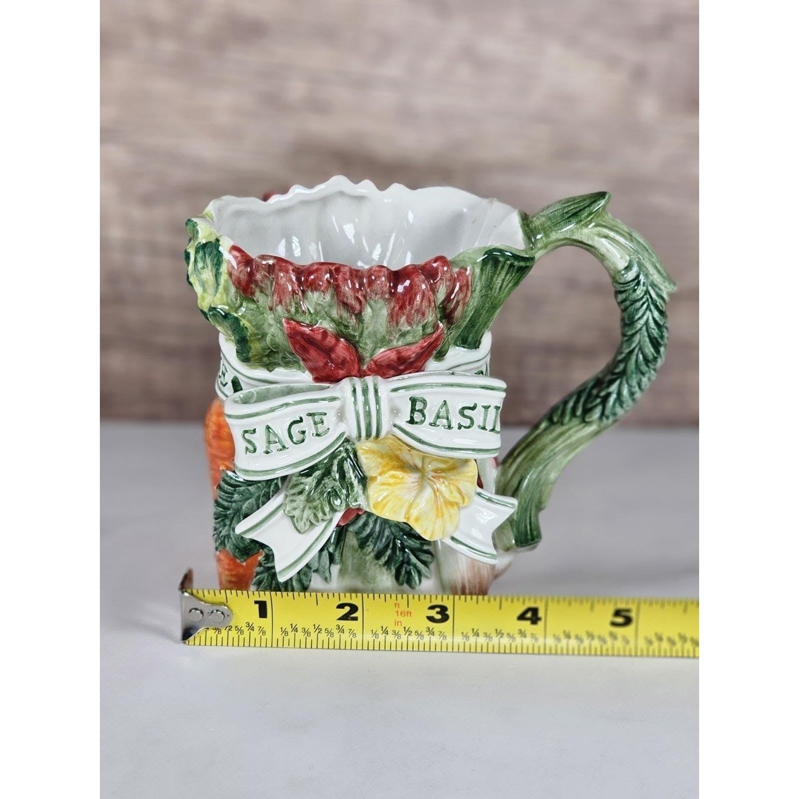 Vintage Fitz & Floyd Herb Garden Figural Asparagus Pitcher Mug  Lidded Box