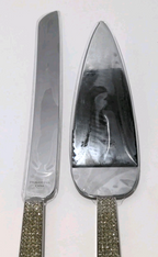 Glitter Diamonds Galore Wedding Cake Knife & Server Set — Sparkling Stainless
